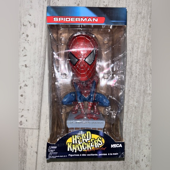 2002 Marvel SPIDER-MAN & GREEN GOBLIN Head Knockers Bobble Head Set - Picture 3 of 3